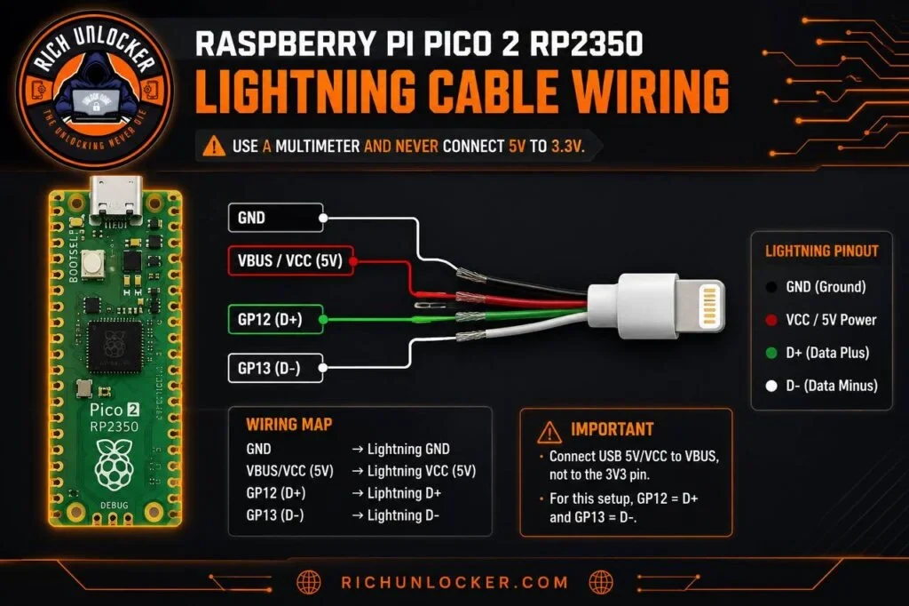 Diagrama de conexión RP2350 USBLITER8