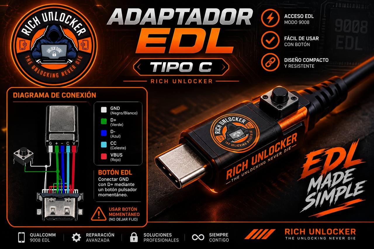 Adaptador EDL Tipo C - Acceso Qualcomm 9008