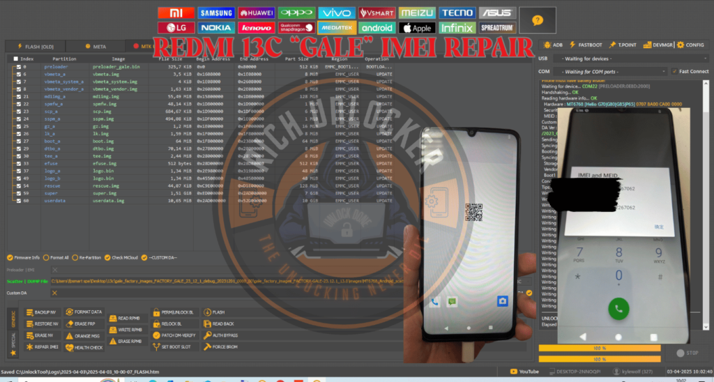 Redmi 13C (gale) – IMEI Repair con UnlockTool